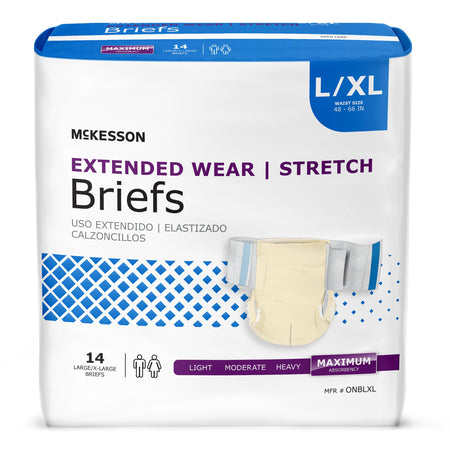 McKesson ONBLXL Extended Wear Maximum Absorbency Incontinence Brief, Large / X-Large