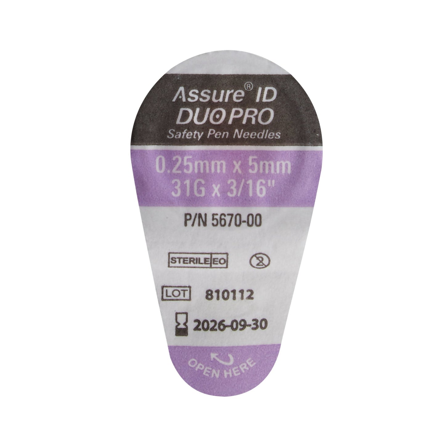 Safety Insulin Pen Needle Assure® ID DUO Pro 31 Gauge 5 mm Length Automatic Safety with Back-End Shield