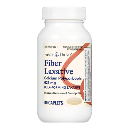 McKesson 70677108301 Foster & Thrive Fiber Laxative Calcium Polycarbophil 625 mg Caplets