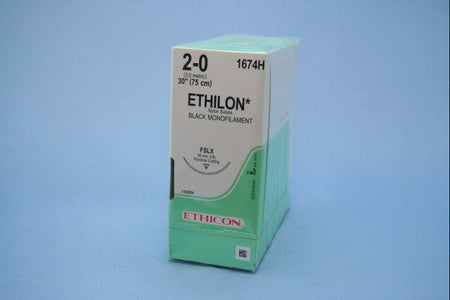 Ethicon 1674BH Ethilon Nylon Wound Closure, Size 2-0, Reverse Cutting Needle, Monofilament