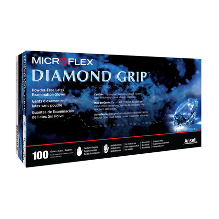 Microflex MF-300-L Diamond Grip Latex Exam Glove, Large, White