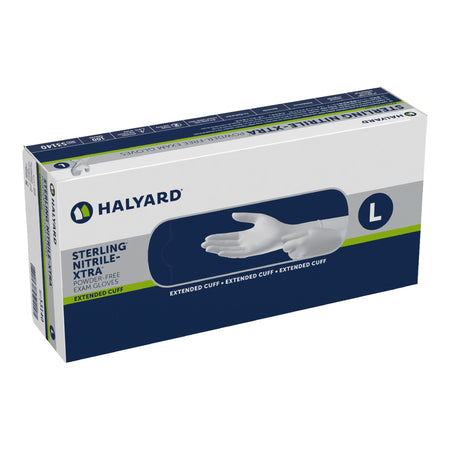 Halyard 53140 Sterling-Xtra Nitrile Extended Cuff Length Exam Glove, Large, Gray