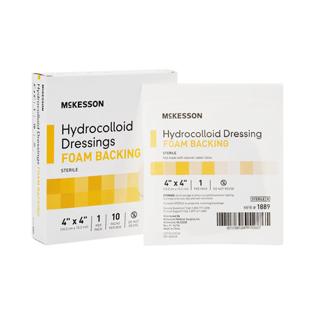 McKesson 1889 Hydrocolloid Dressing with Foam Backing, 4 x 4 Inch