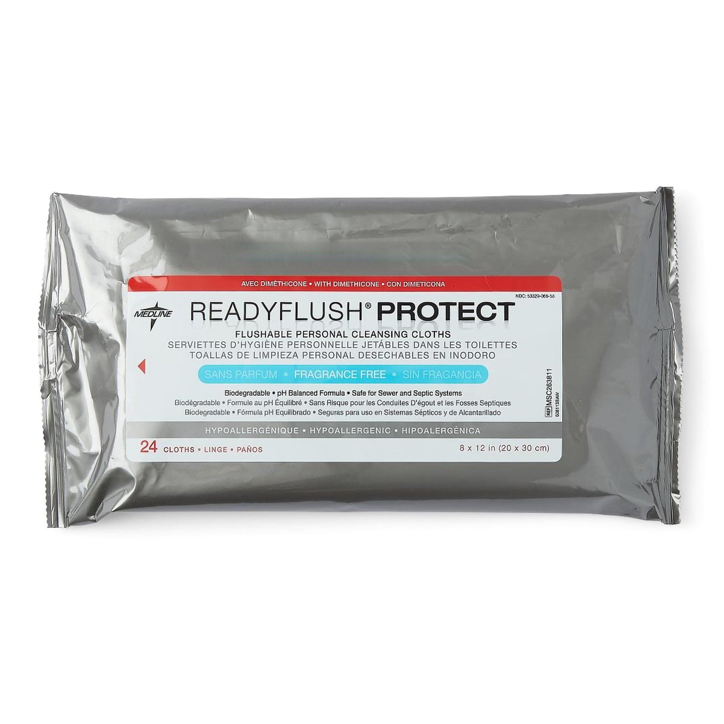 Flushable Incontinence Care Wipe ReadyFlush® Protect Soft Pack Unscented 24 Count