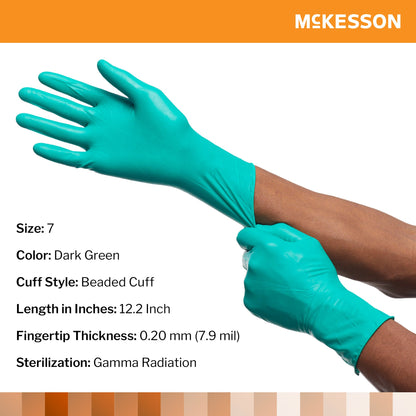 McKesson Perry® Performance Plus Polychloroprene Surgical Glove, Size 7, Green