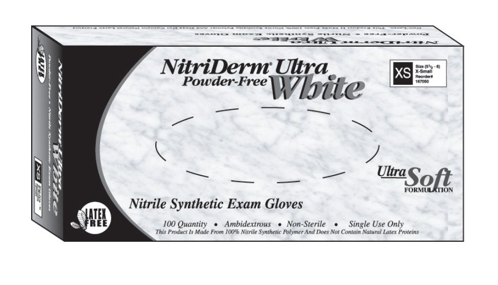 NitriDerm® Ultra White Nitrile Exam Glove, Medium