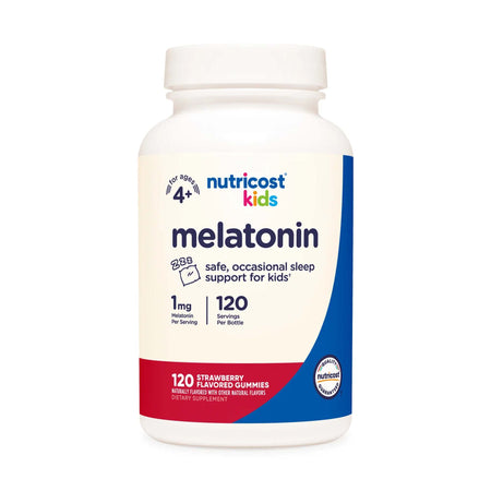 Nutricost 1270273 Kids 1 mg Melatonin Gummies, Strawberry Flavor
