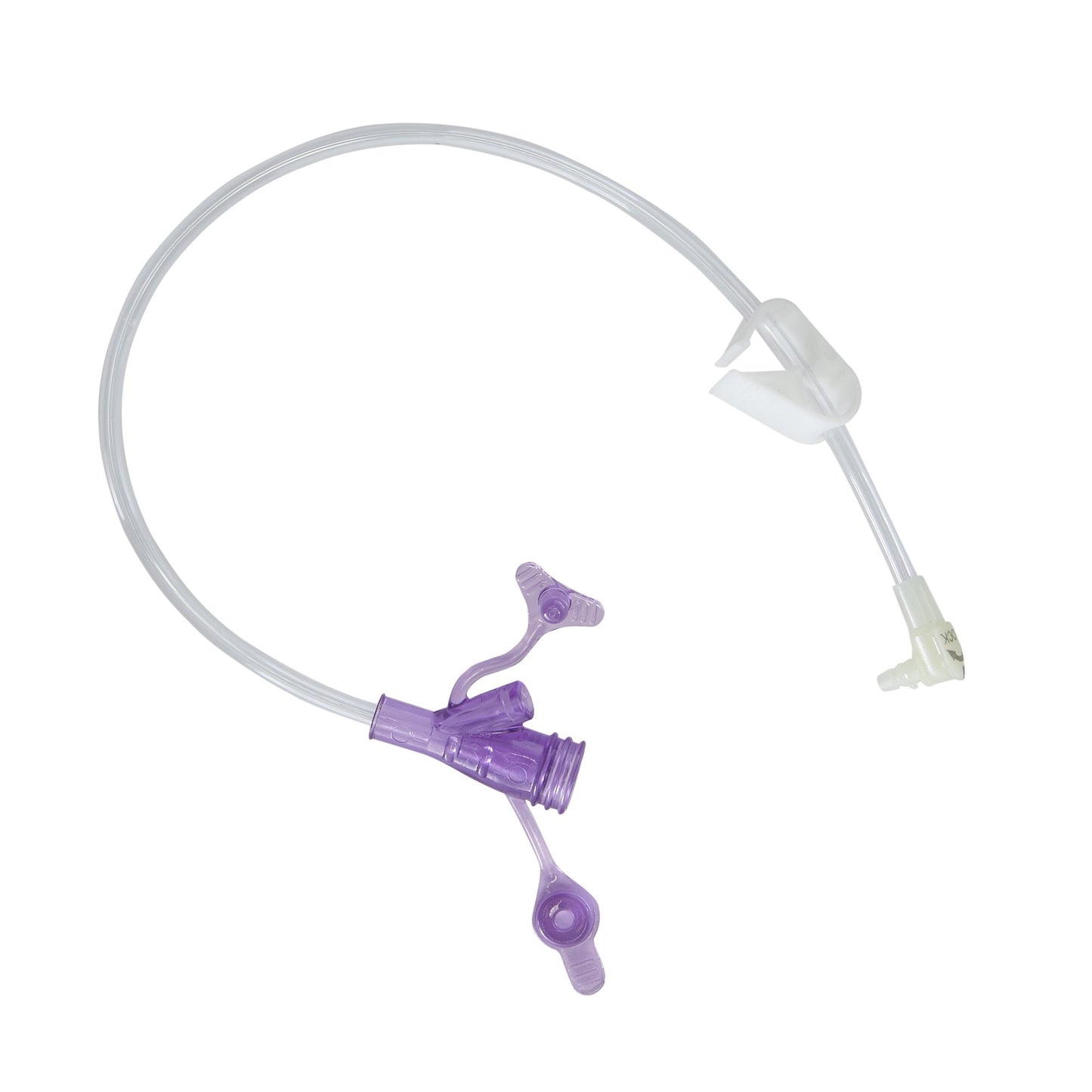 Mini ONE® Right Angle Connector with Y-Port, Purple, 12 inch