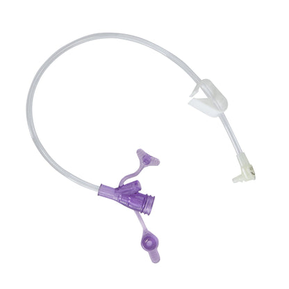 Mini ONE® Right Angle Connector with Y-Port, Purple, 12 inch
