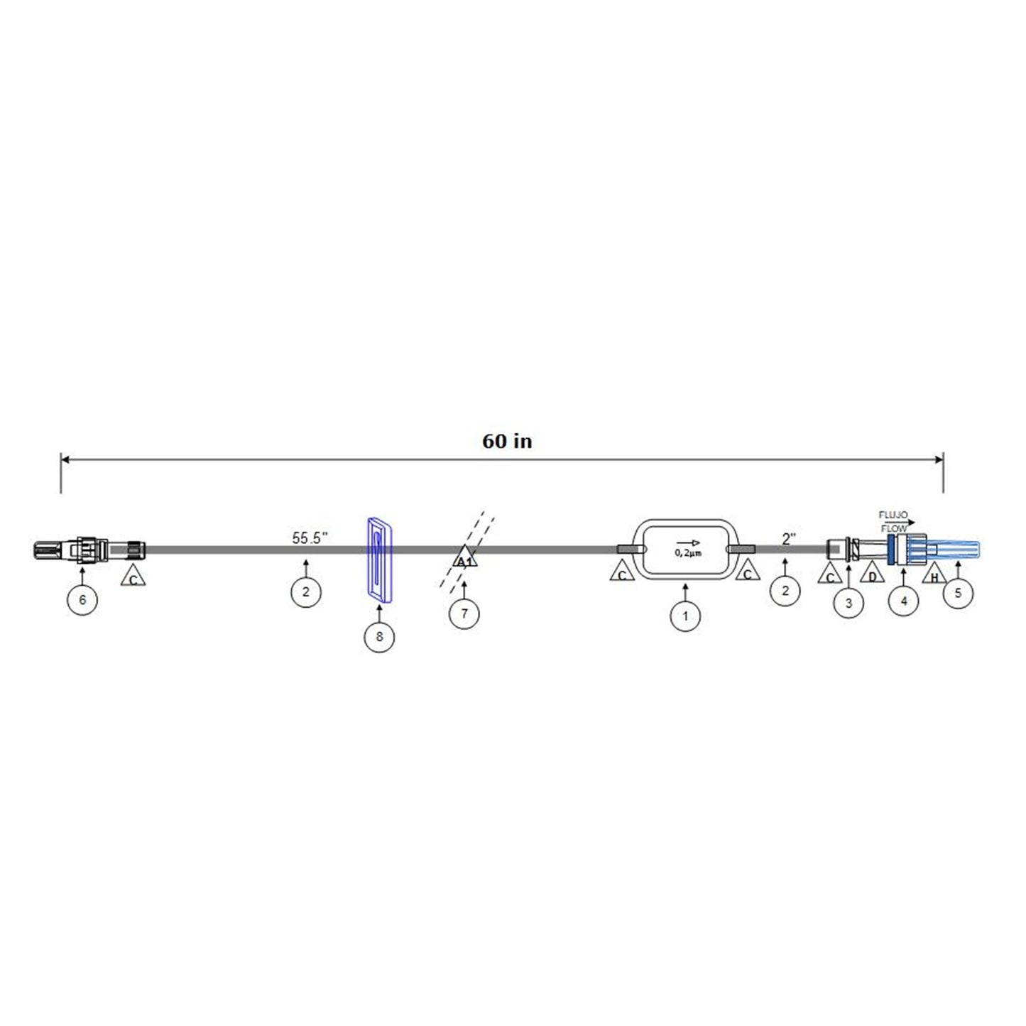 IV Extension Set ICU Small Bore 60 Inch Tubing With Filter