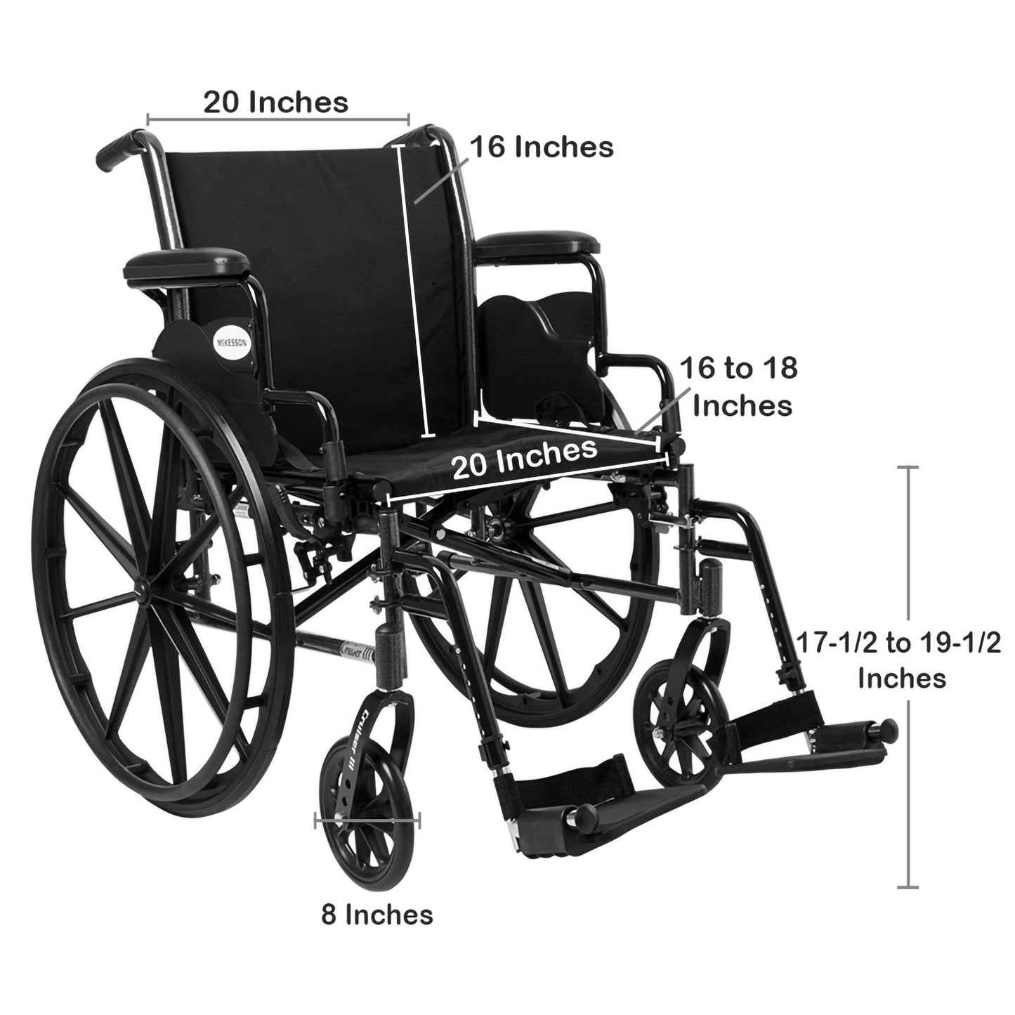 McKesson Lightweight Wheelchair, 20-Inch Seat Width