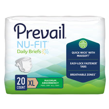 Incontinence Brief Prevail® Nu-Fit® Adult X-Large Unisex Disposable Heavy Absorbency