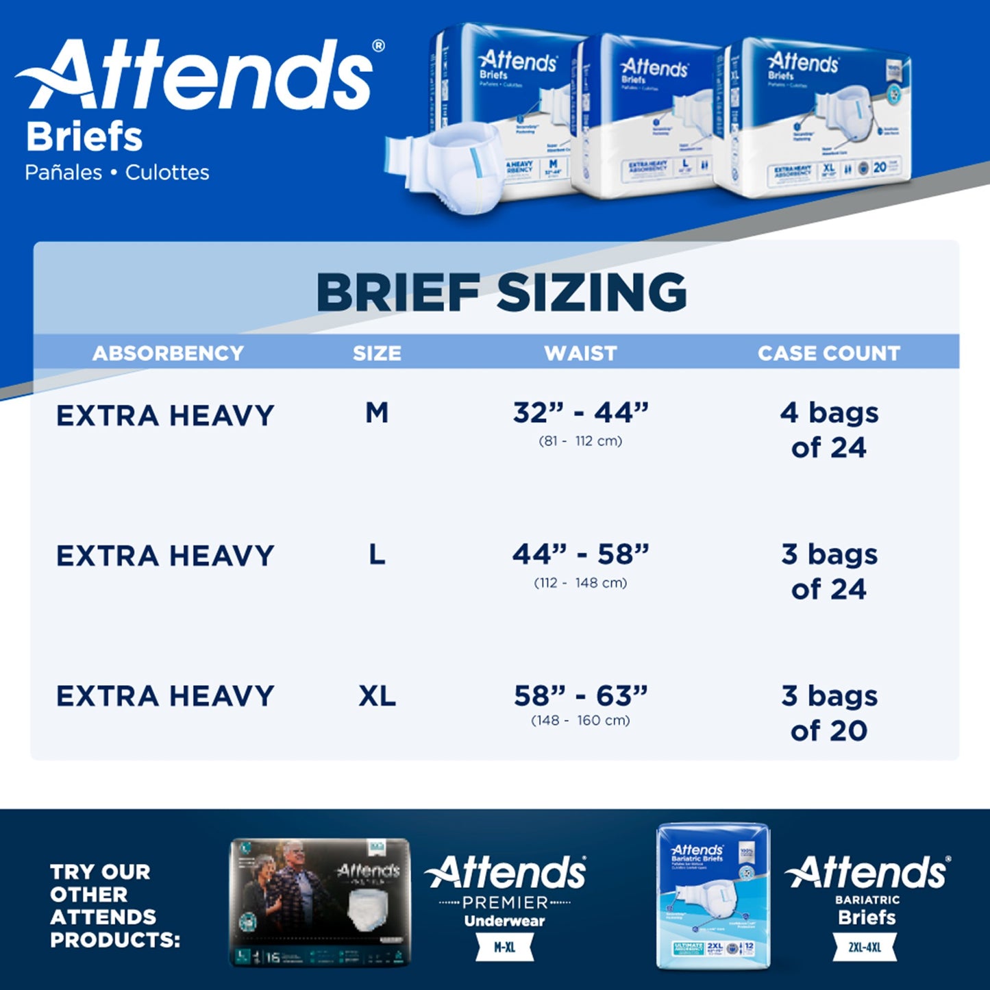Attends® Extra Heavy Absorbency Briefs, Medium