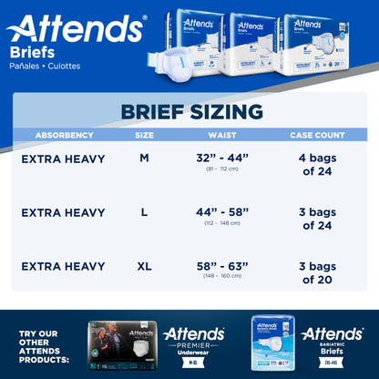 Attends® Extra Heavy Absorbency Briefs, Medium
