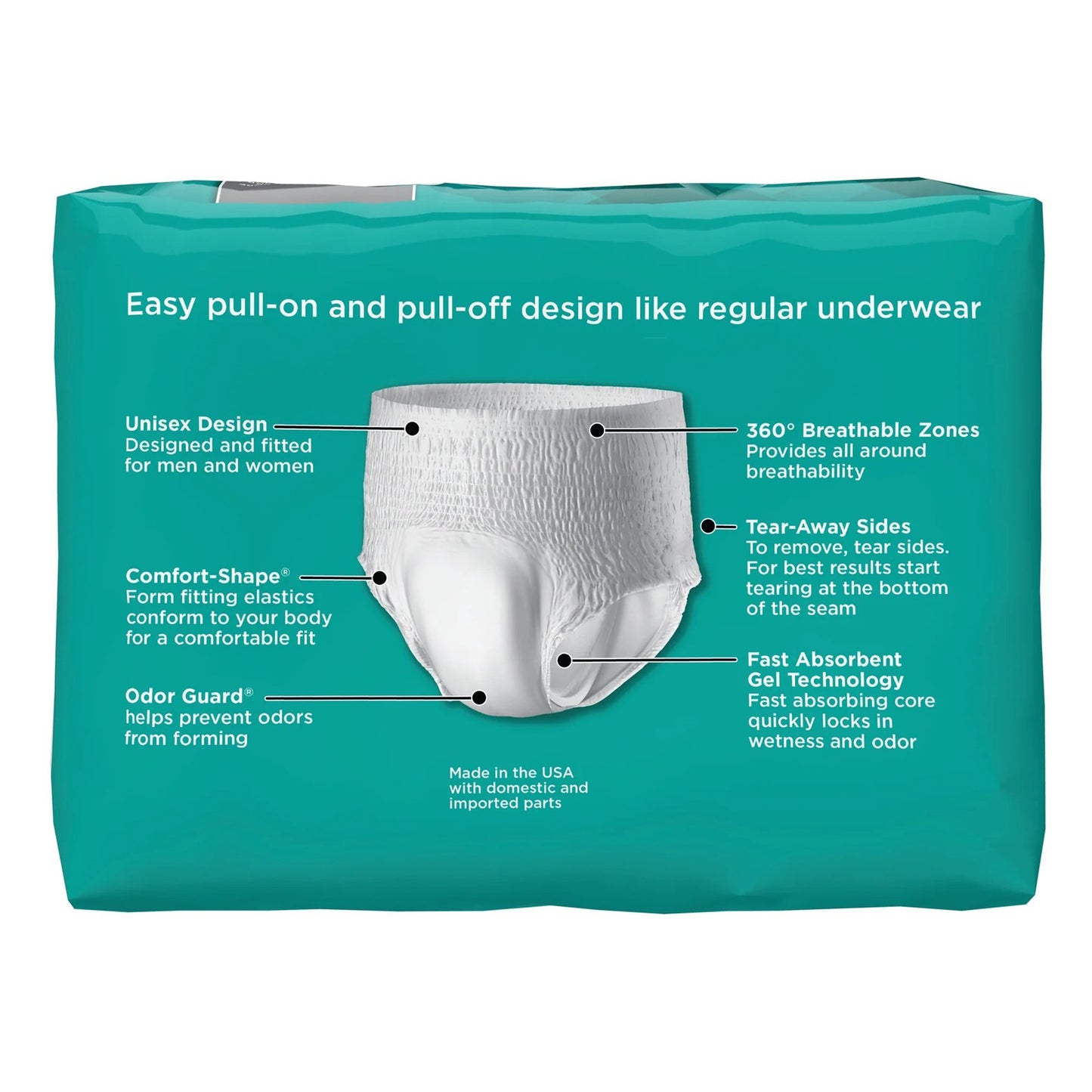 Absorbent Underwear Rely® Maximum Pull On with Tear Away Seams Adult Medium Unisex Disposable Moderate Absorbency