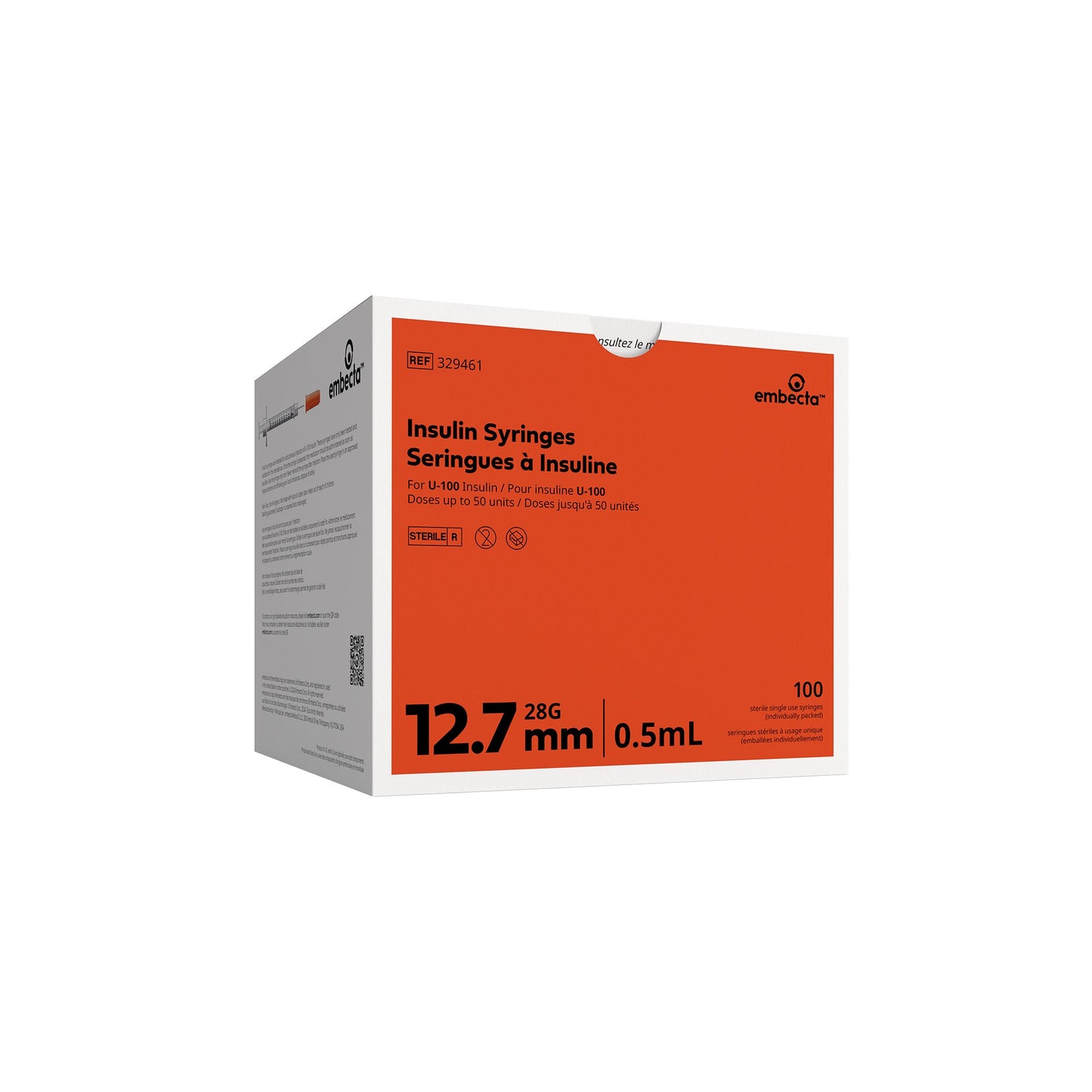 Lo-Dose™ Micro-Fine™ 0.5 mL Insulin Syringe with Needle, 28 Gauge, 1/2 Inch Length