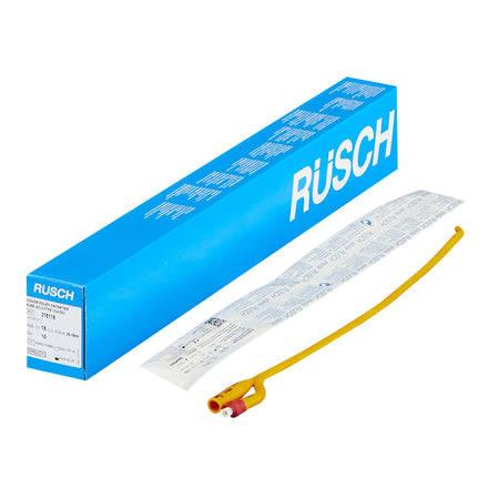 Teleflex 318118 Rüsch PureGold Foley Catheter, 18 Fr 5 cc Coude Tip