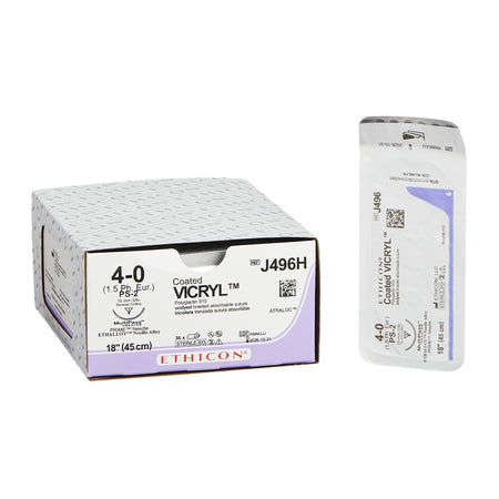 Ethicon J496H Coated Vicryl Polyglactin 910 Absorbable Suture with Needle, Precision Reverse Cutting