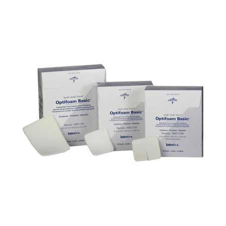Medline MSC1133F Optifoam Basic Nonadhesive without Border Foam Dressing, 3 x 3 Inch