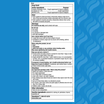 Vicks® VapoRub® Cough Suppressant Topical Analgesic Ointment
