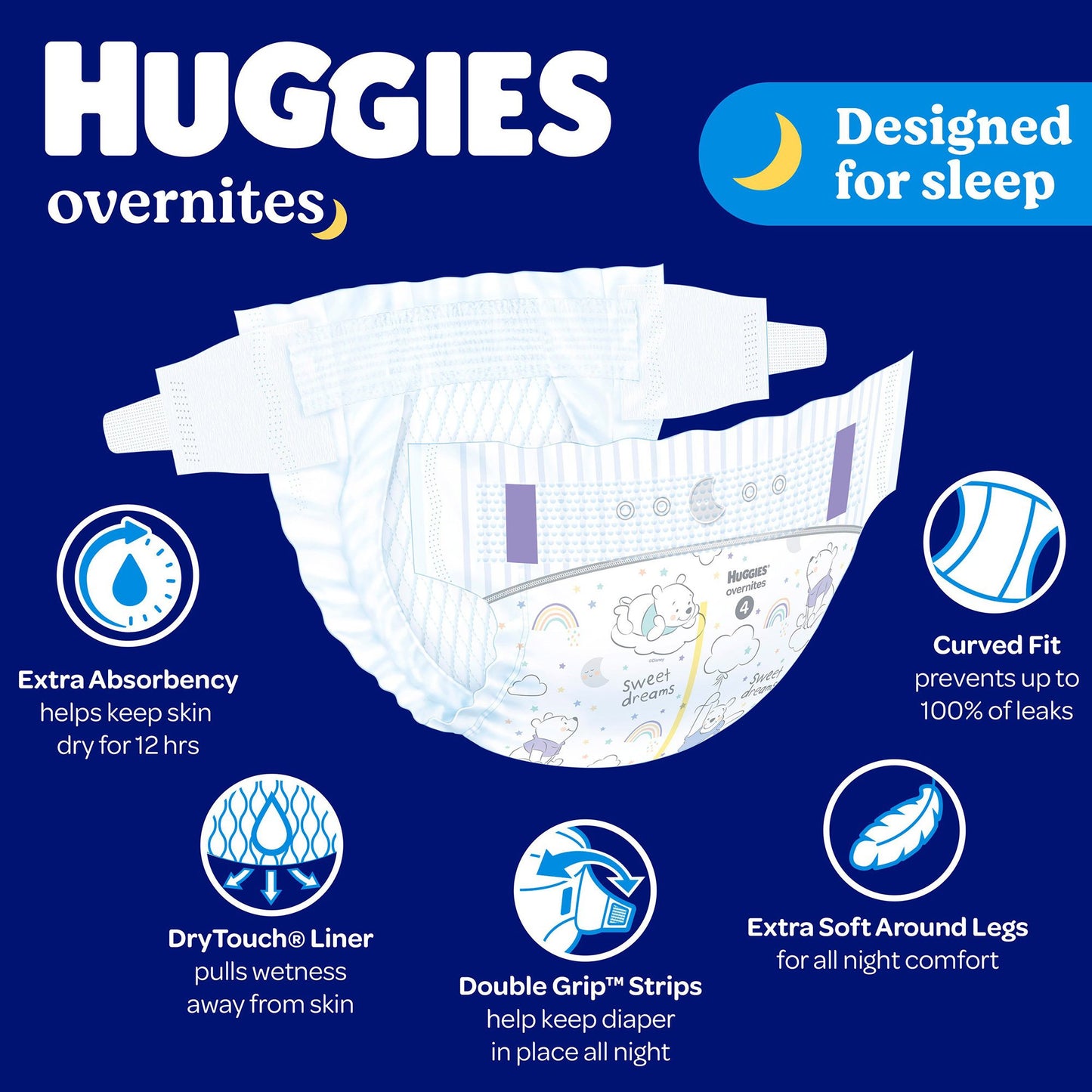 Unisex Baby Diaper Huggies® Overnites Size 7 Disposable Heavy Absorbency