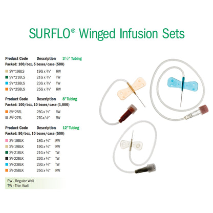 Surflo® Winged Infusion Set, 25 G, 12 Inch Tubing