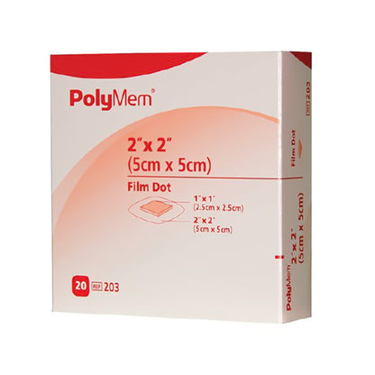 PolyMem® Adhesive with Border Foam Dressing, 2 x 2 Inch