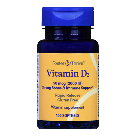 McKesson 1093995724 Foster & Thrive Vitamin D-3 50 mcg (2000 IU) Rapid Release Softgels