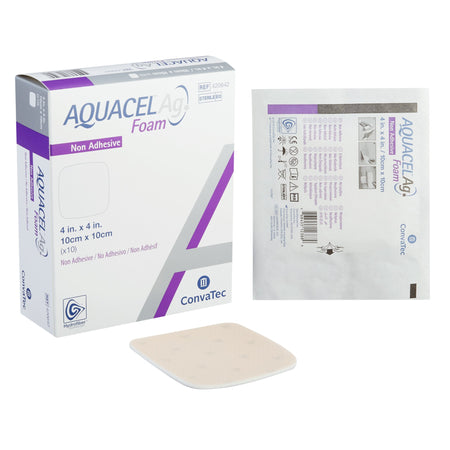 ConvaTec 420642 Aquacel Ag Nonadhesive Silver Foam Dressing, 4 x 4 Inch