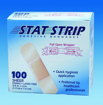 Dukal 15205 American White Cross Stat Strip Sheer Adhesive Strip, 1 x 3 Inch
