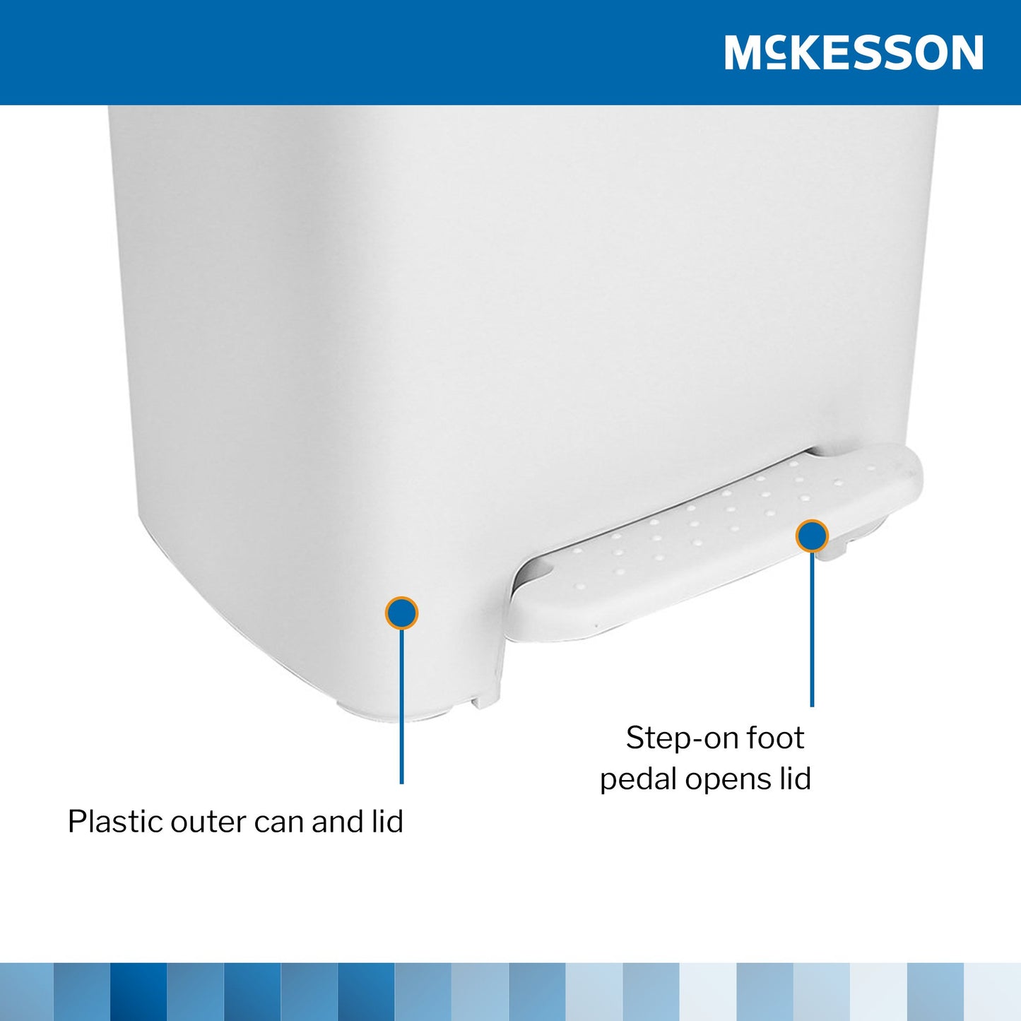 Trash Can McKesson 52 Quart / 13 gal. White Plastic Rectangular