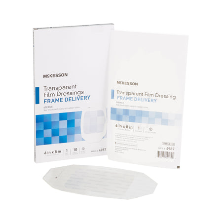 McKesson 4987 Octagonal Dressing with Frame-Style Delivery, 6 x 8 Inch, Transparent