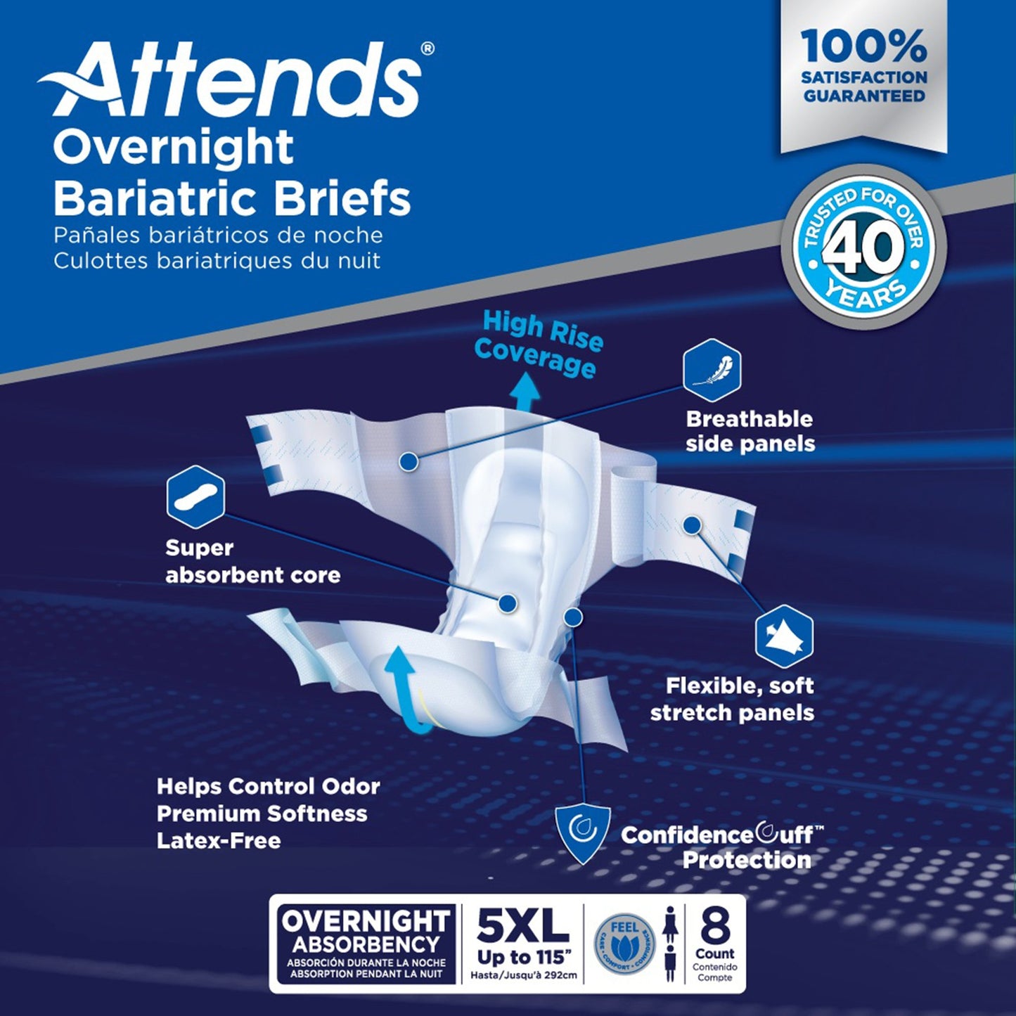 Attends® Overnight Bariatric Briefs, 5X-Large