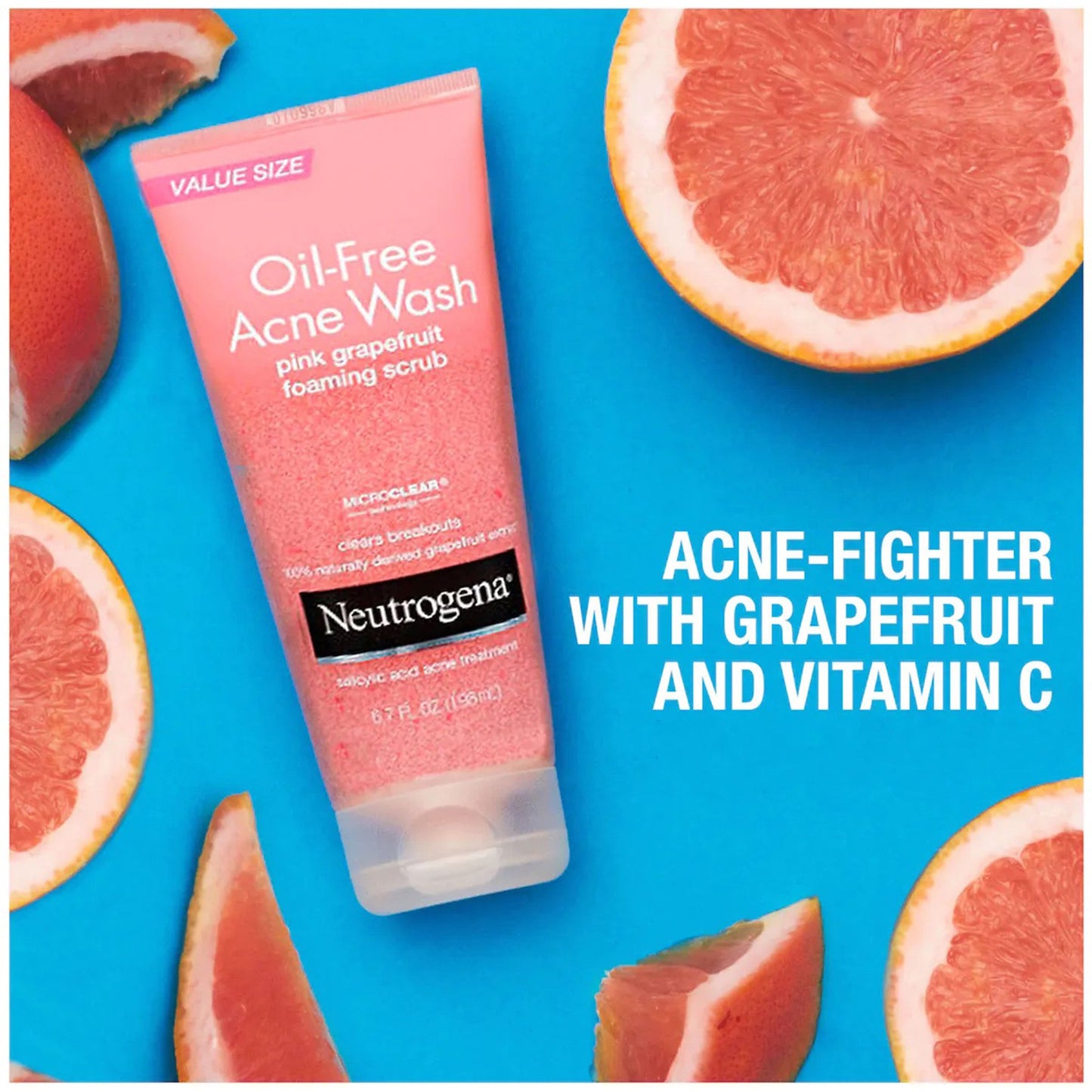 Neutrogena® Oil-Free Acne Wash Pink Grapefruit Foaming Scrub, 4.2 oz.