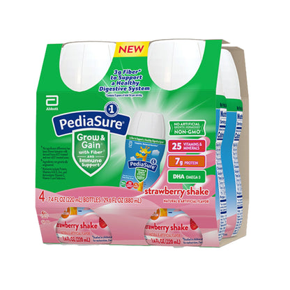 PediaSure® Grow & Gain With Fiber Supplement, Strawberry, 7.4-ounce bottle