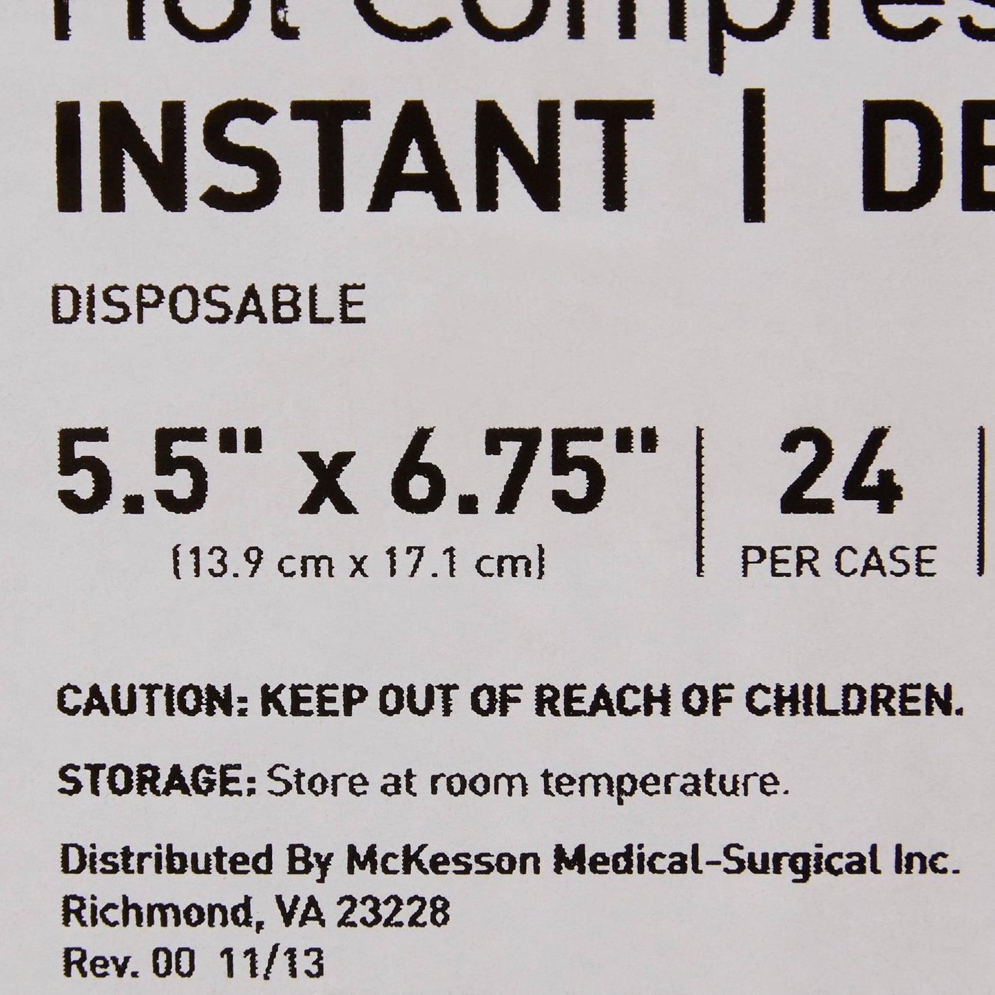 McKesson Deluxe Instant Hot Pack, 5½ x 6¾ Inch