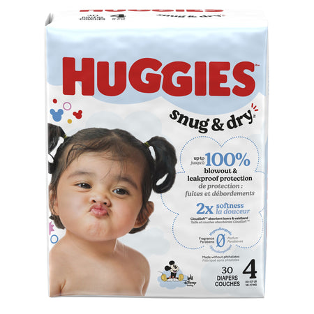 Kimberly-Clark 56427 Unisex Baby Diaper Huggies Snug & Dry Size 4 Disposable Heavy
