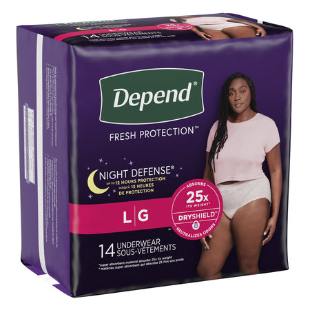 Kimberly-Clark 51702 Depend Night Defense Women's Absorbent Underwear, Large