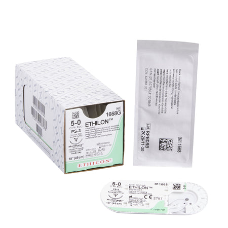 Ethicon 1668G Ethilon Nonabsorbable Suture with Needle, Reverse Cutting Monofilament
