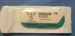 Ethicon 1764G Mersilene Polyester Nonabsorbable Suture with Needle, Spatula Braided