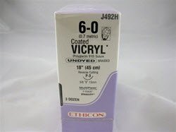 Ethicon J492H Coated Vicryl Absorbable Suture with Needle, Precision Reverse Cutting Braided