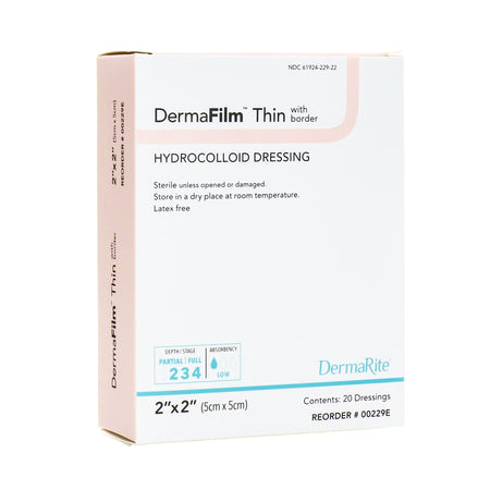 DermaRite 00229E DermaFilm Hydrocolloid Dressing, 2 x 2 Inch