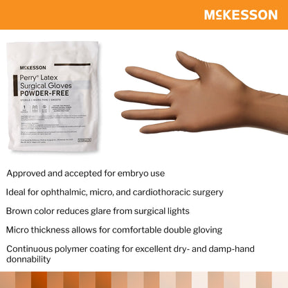 McKesson Perry® Latex Surgical Glove, Size 9, Brown