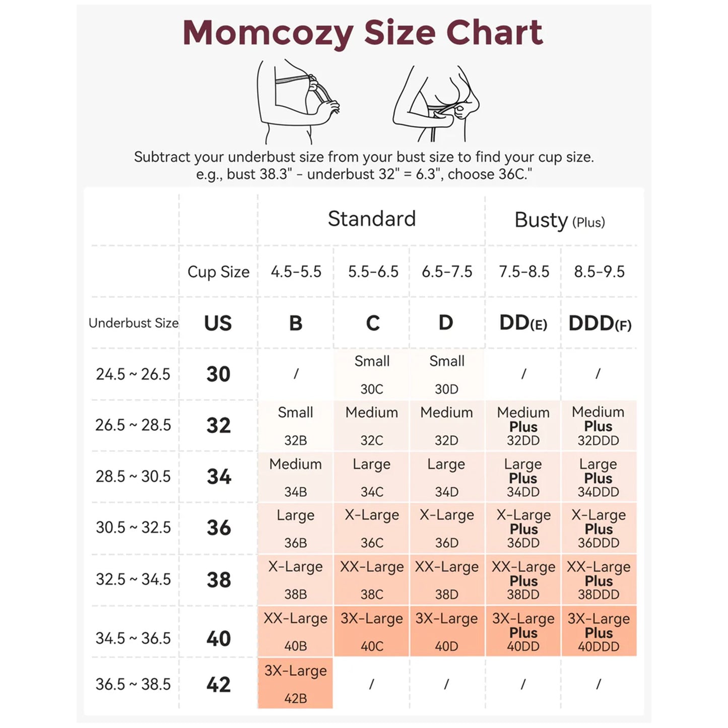 Nursing Bra Momcozy Jelly Strip 34 to 36 Inch Chest Medium Beige Back Hook and Eye Closure