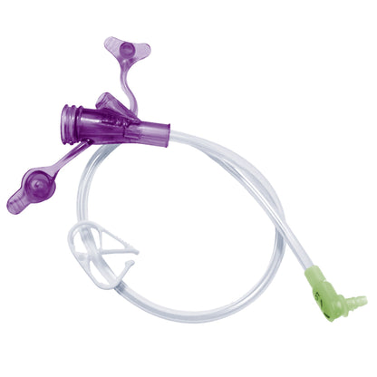 Mini ONE® Right Angle Connector with Y-Port, Purple, 12 inch