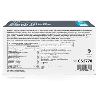 CareStock™ Nitrile Exam Glove, Extra Large, Black