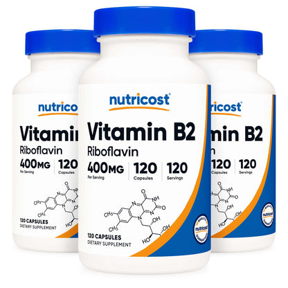 Dietary Supplement nutricost® Vitamin B2 Riboflavin Vitamin B2 400 mg Strength Capsule 120 Per Bottle