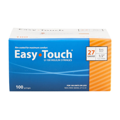 Standard Insulin Syringe with Needle EasyTouch™ 1 mL 1/2 Inch 27 Gauge NonSafety Thin Wall
