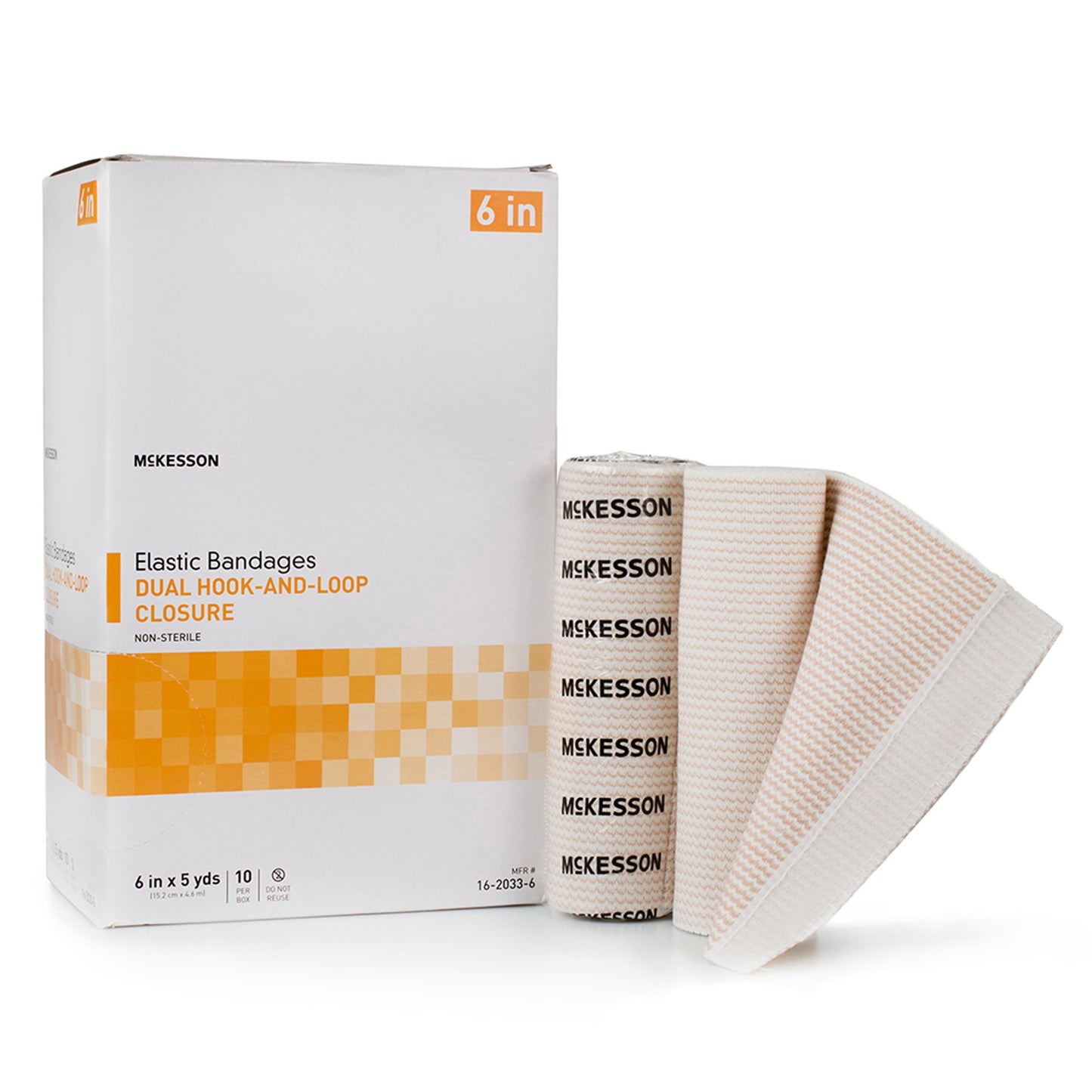 McKesson Double Hook and Loop Closure Elastic Bandage, 6 Inch x 5 Yard