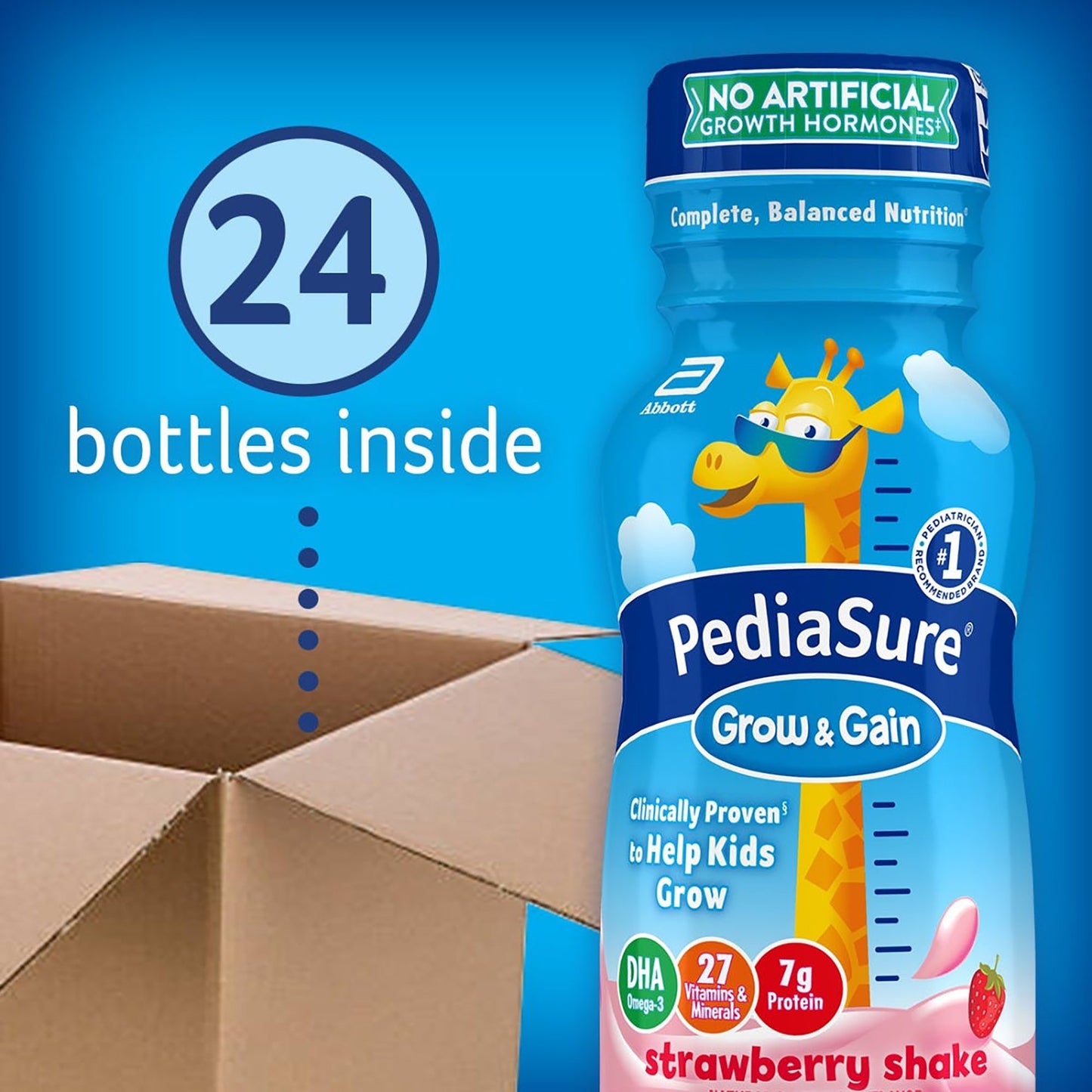 PediaSure® Grow & Gain Strawberry Shake, 8-ounce bottle